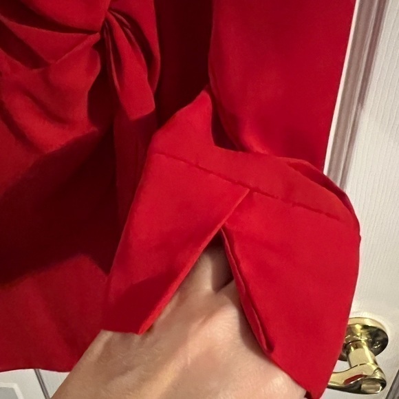 H Halston Faux Wrap  Knotted High Low Boho Long Sleeve Blouse Size medium, NWOT - Picture 5 of 6